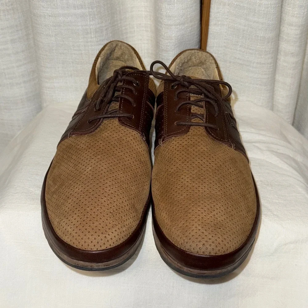 Greyder Men Brown Suede Leather Perforated Lace Up Oxford‎ Dress Shoes Size 10US